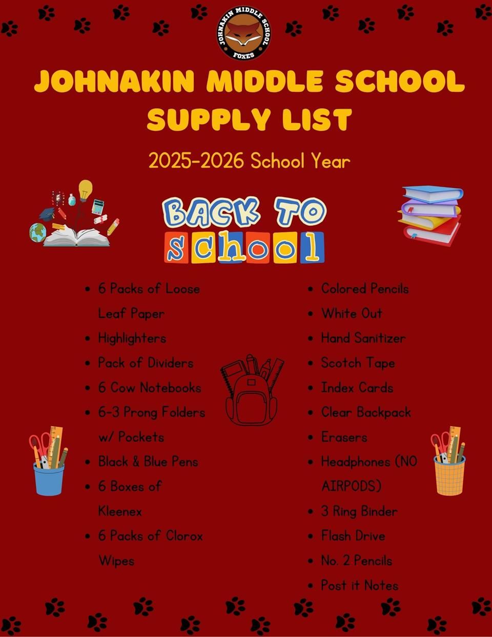  JMS Supply List
